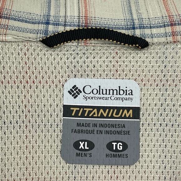 Columbia Shirt Mens Extra Large Tan Plaid Button Up Omni Dry Vented Outdoor - Picture 2 of 12